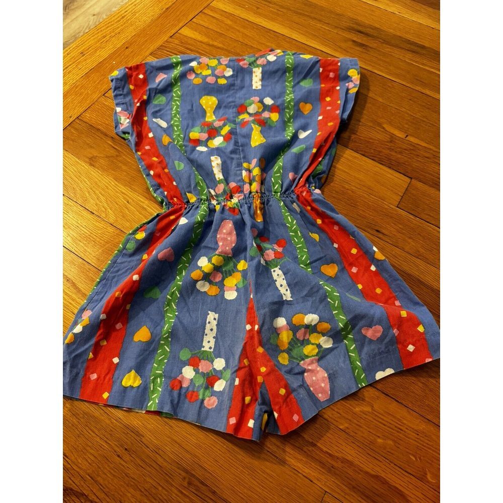 Vintage Girl's She's Got Pizazz Romper Sz 6 Colorful Hearts Flowers 80s/90s USA‎